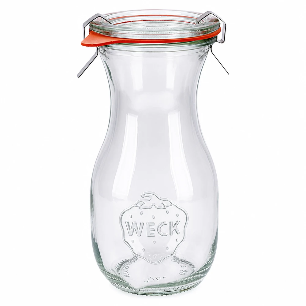 WECK sapfles 290ml met glazen deksel en rubberen ring RR60 inmaakpot voor sappen en conserven