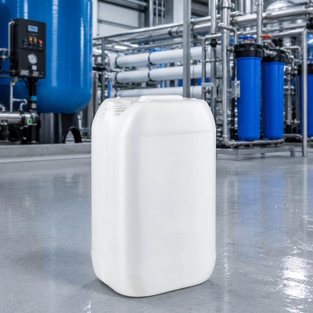 15l jerrycan, UN-toelating, zonder schroefsluiting Hygiënische jerrycan van 15 liter zonder schroefdop in een professionele filterinstallatie