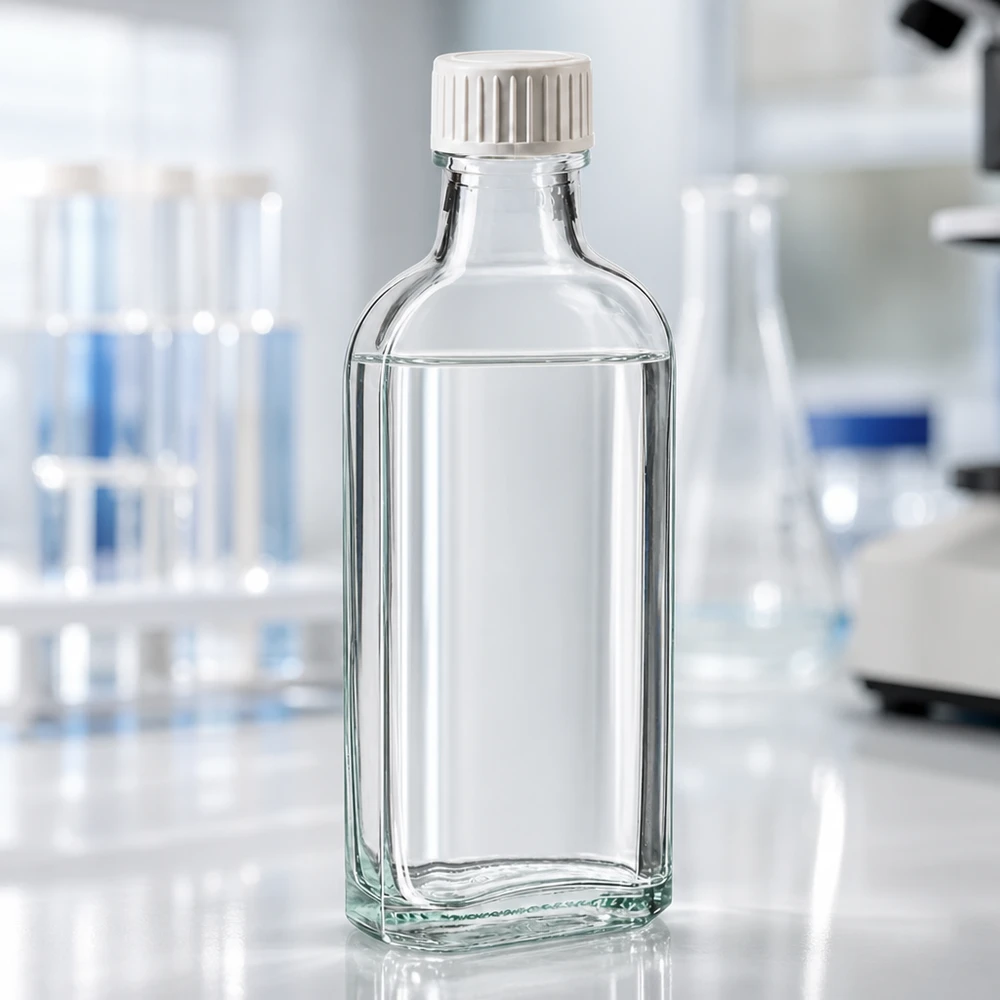 Meplat-flesje van 100 ml, transparant, met lekvrije PE-schuimdop voor laboratoriumgebruik