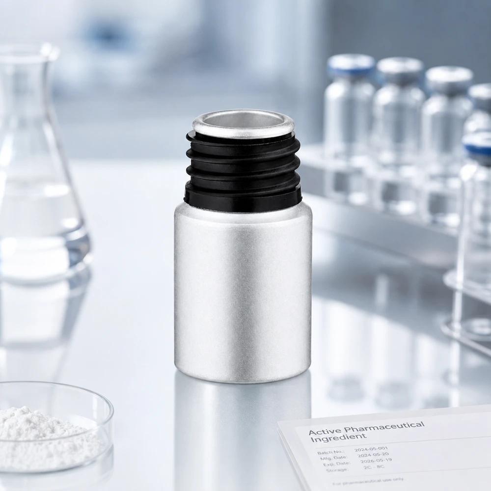 Ondoorzichtig aluminium flesje van 10 ml om UV-gevoelige stoffen te beschermen