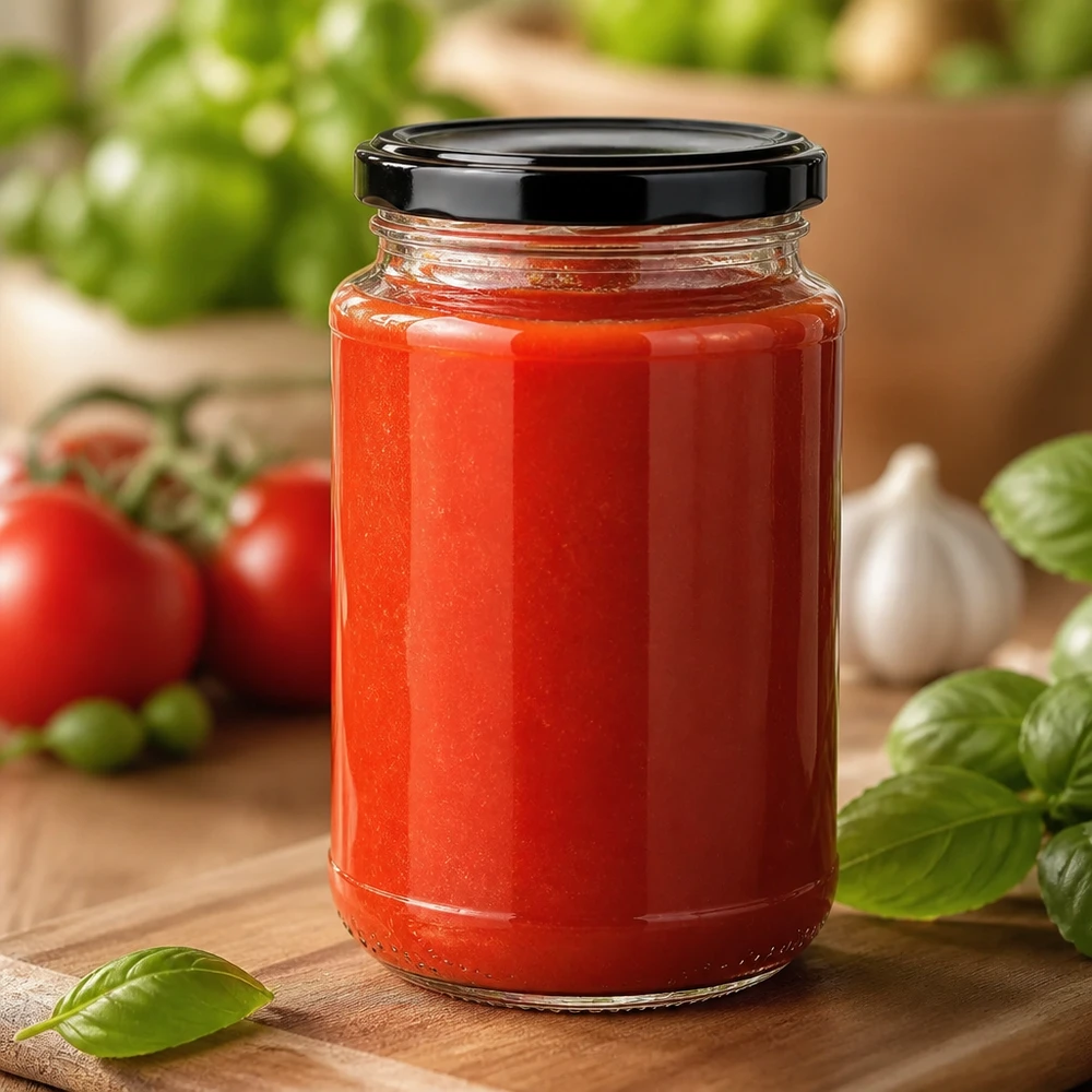 Rond glas van 320 ml + BasicSeal zwart UNiTWIST UNiTWIST-bewaarpot van 320 ml met BasicSeal in zwart, geschikt voor zelfgemaakte pastasaus