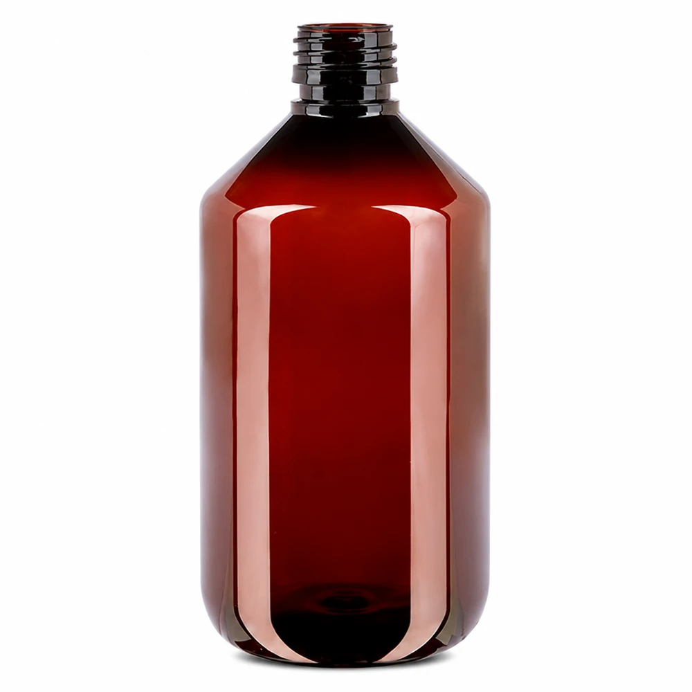 PET-fles 500ml PP28 zonder dop PET-fles van een halve liter, amberkleurig, 500 ml, PP28, schroefdop zonder deksel, fles met brede hals