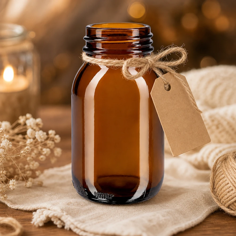 Bruin glazen flesje 125ml met brede opening voor gemakkelijk vullen en legen
