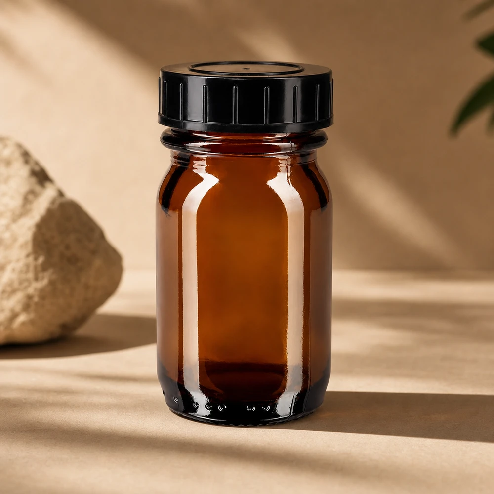 Fles met wijde hals 30 ml bruin glas met schroefdeksel Klein amberkleurig glazen flesje 30ml met brede opening voor gemakkelijk vullen en legen