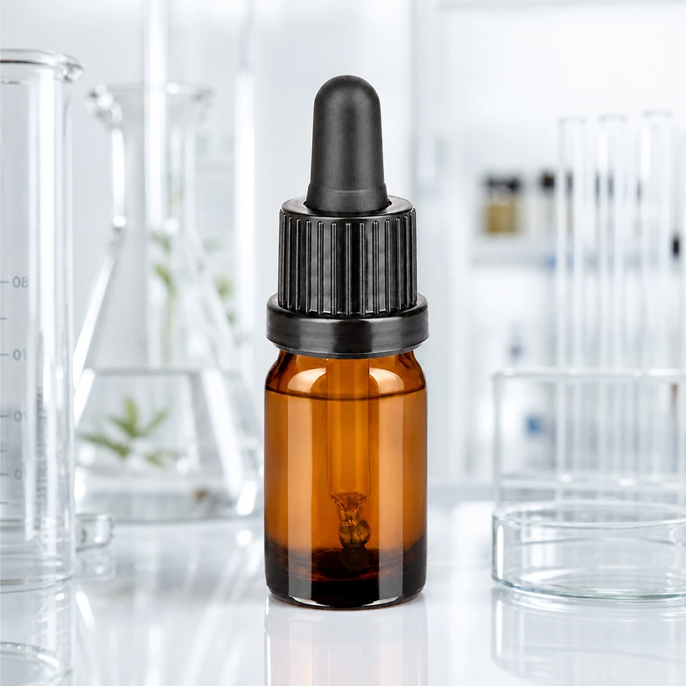 5ml pipetfles zwart OV BrownLine UT18/5 5 ml pipetfles met amberkleurig glas UV-bescherming voor lichtgevoelige stoffen