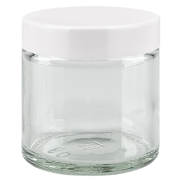 60ml glazen pot helder, met wit bakelieten deksel ApoGlas 60ml glazen pot helder, met wit bakelieten deksel ApoGlas