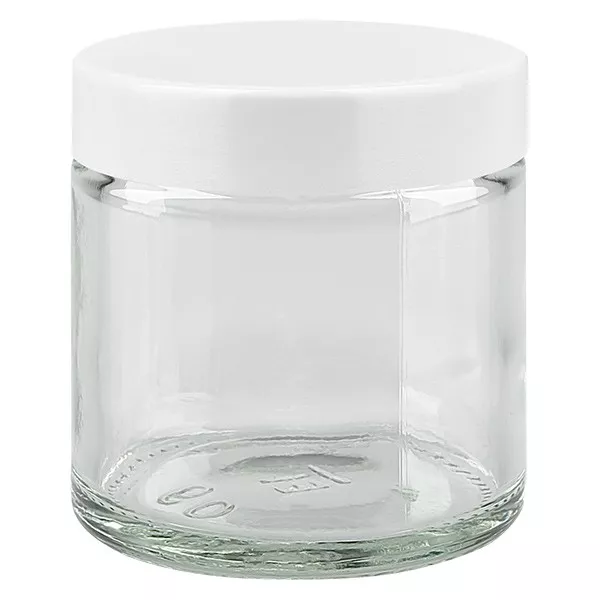 60ml glazen pot helder, met wit bakelieten deksel ApoGlas