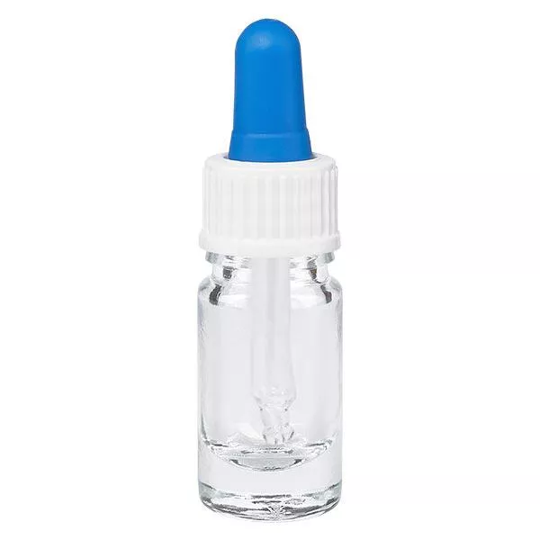 Pipetfles helder 5ml, pipet wit/blauw ST