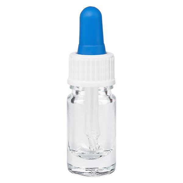 Pipetfles helder 5ml, pipet wit/blauw ST Pipetfles helder 5ml, pipet wit/blauw ST