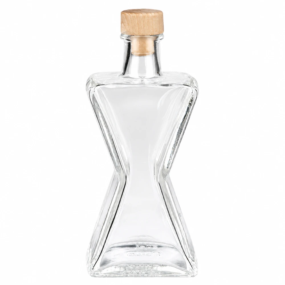 200ml glazen fles Ster met houten handvat kurk UNiTWIST - elegante stervormige fles van helder glas met houten kurk