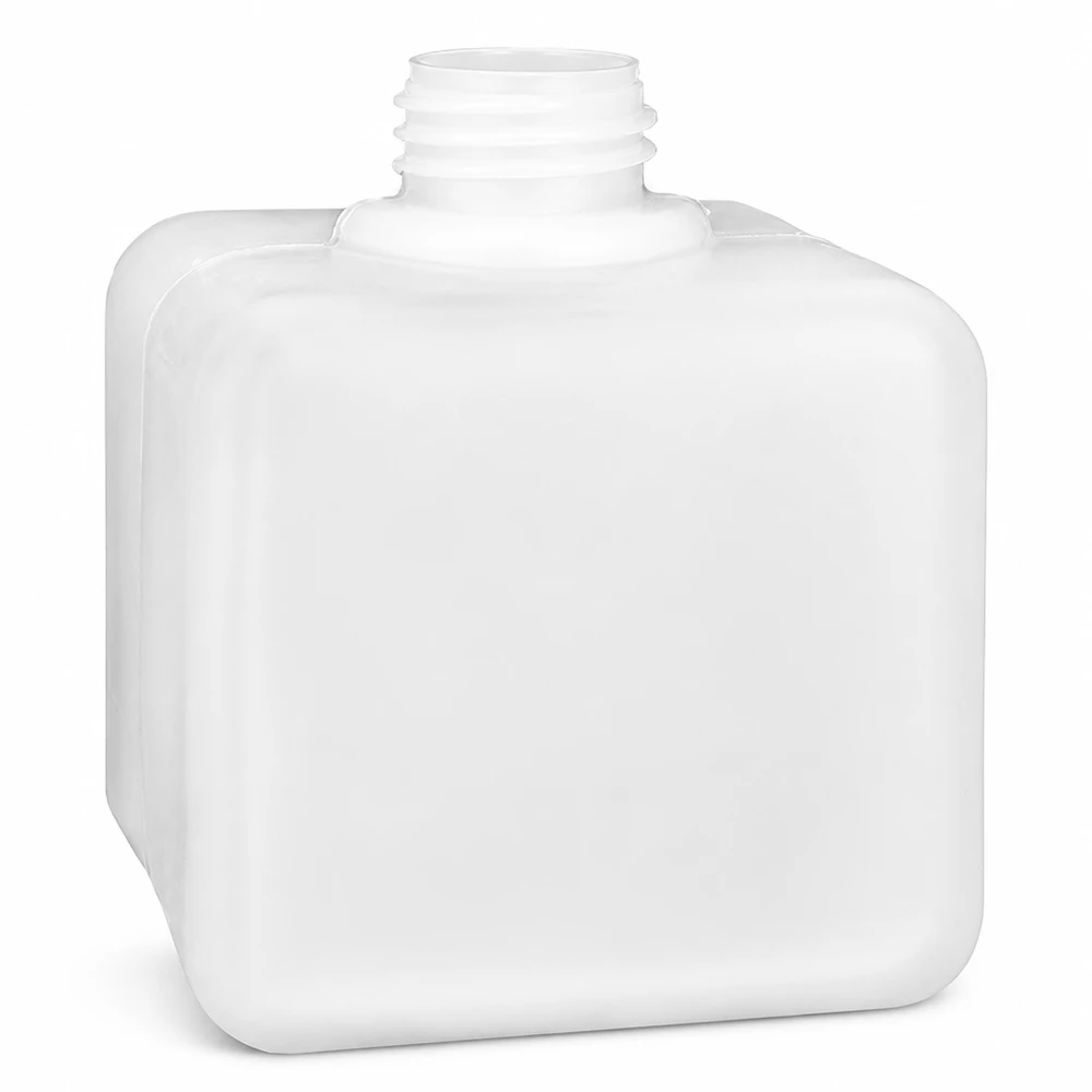 Chemicaliënfles 500 ml, nauwe hals Laboratoriumchemicaliefles 500 ml, vierkant, PE-HD, wit, zonder deksel, smalle hals, GL32