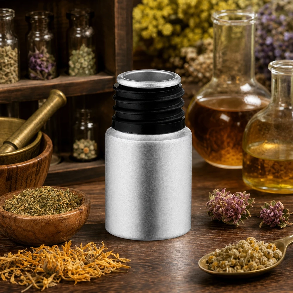 Herbruikbaar aluminium flesje van 10 ml in mat zilveren look voor duurzame cosmeticaverpakkingen