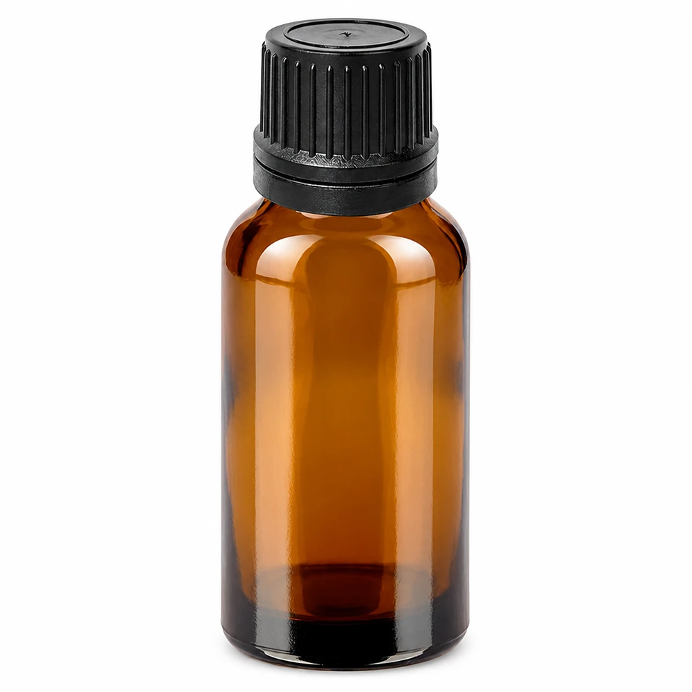20ml druppelflacon 1mm zwart OV BrownLine UT18/20 Compact amberkleurig glazen flesje van 20 ml met druppelaar, ideaal voor aromatherapie en oliën