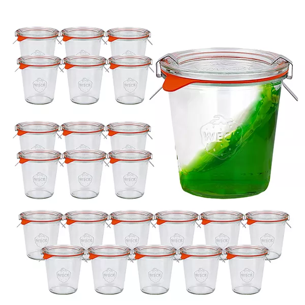 Set van 24 Weck bekers 290ml hoog, 1/5L glazen Set van 24 Weck bekers 290ml hoog, 1/5L glazen