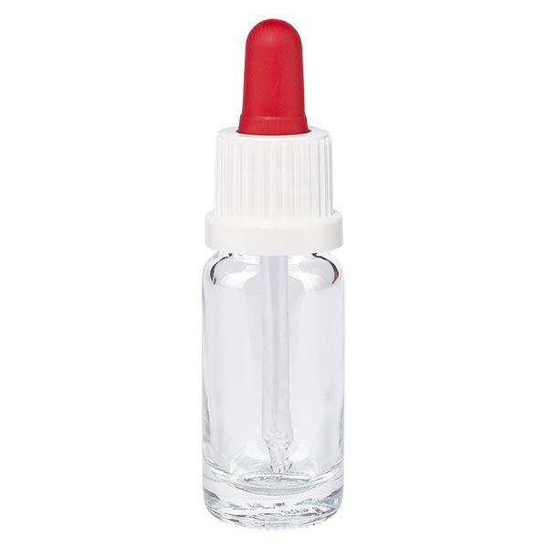 Pipetfles helder 10ml, pipet wit/rood VR Pipetfles helder 10ml, pipet wit/rood VR