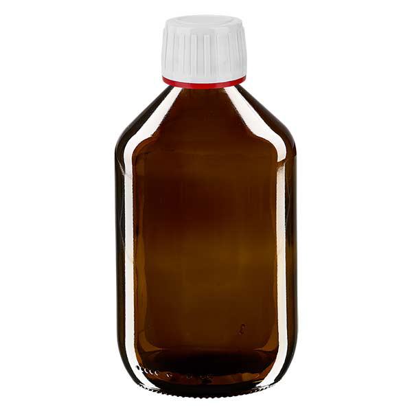 500ml Euro-medicijnfles bruin met witte schroefsluiting VR 500ml Euro-medicijnfles bruin met witte schroefsluiting VR