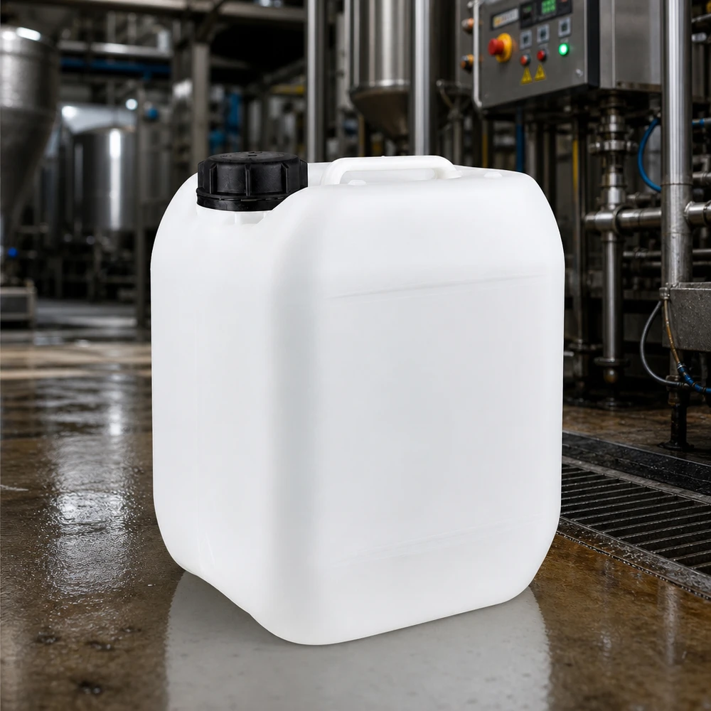 5l jerrycan, UN-toelating, met schroefsluiting Stapelbare vloeistofcontainer van 5 liter met draaggreep voor gebruik in de voedselproductie