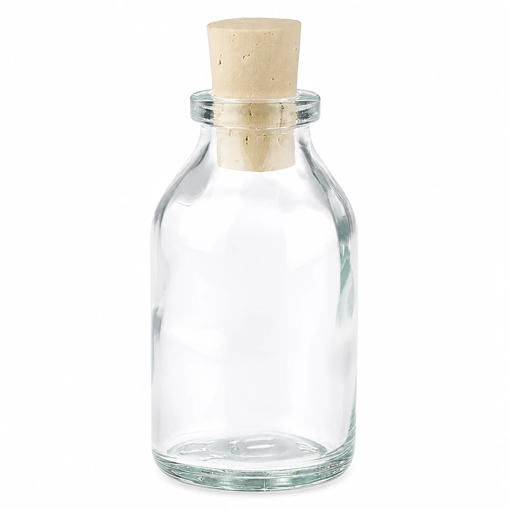 Injectiefles helder glas 20ml met kurk 11/14mm Zylindrische Glasflasche 20ml mit passendem Korken 11/14mm Produktfoto