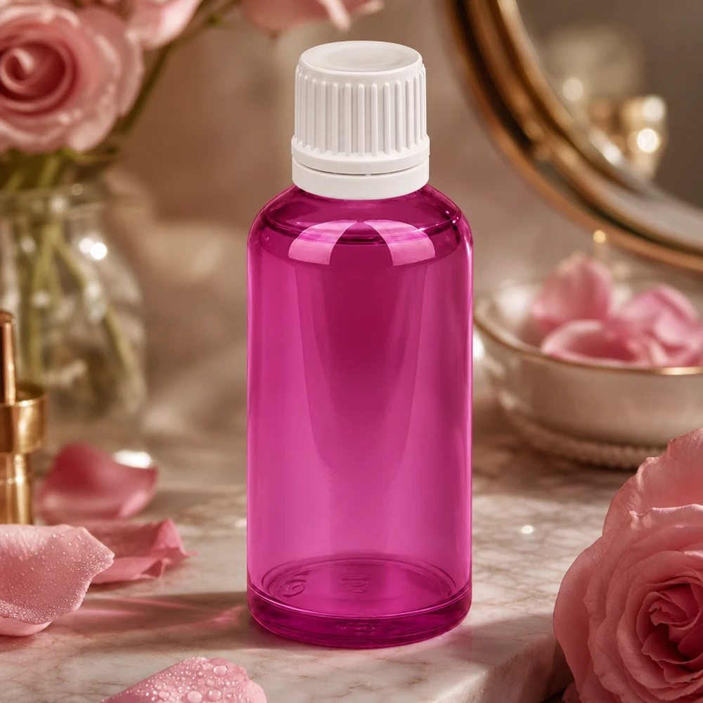 50ml druppelfles 0.7mm wit Originality schroefdop PurpleLine UT18/50 50ml druppeldispenser PurpleLine serie met witte dop voor beauty- en wellnessproducten