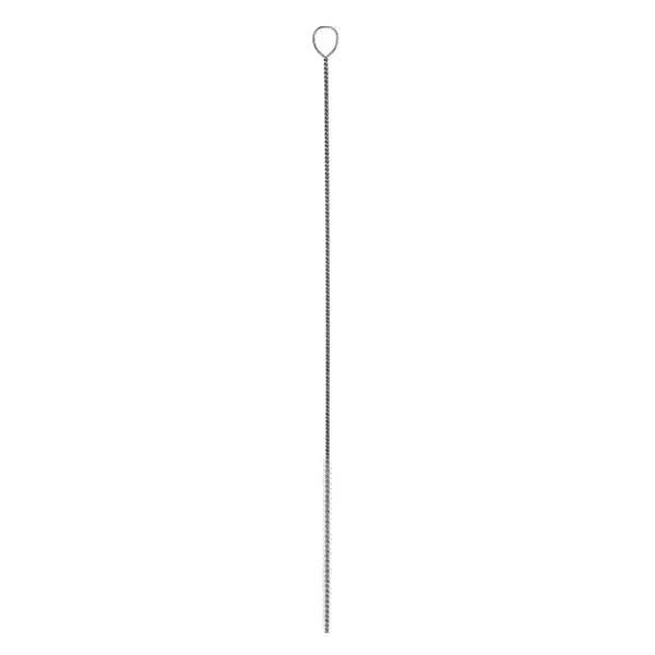 Reinigingsborstel rond maat S met oogje ⌀4mm. Ideaal voor het reinigen van pipetten en trechters. Gemaakt van nylon haren. 27 cm totale lengte.