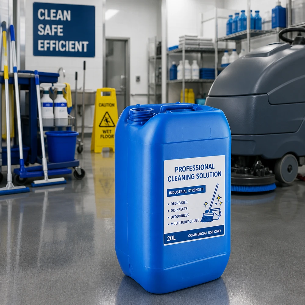 Herbruikbare jerrycan van 15 liter, blauw, zonder schroefdeksel, voor magazijn- en facilitymanagement