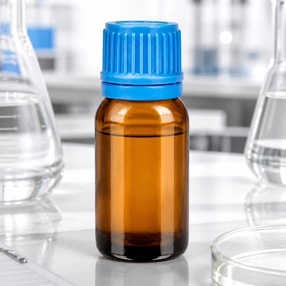BrownLine glazen flesje van 10 ml met blauwe schroefdop voor medische preparaten, getest in het laboratorium