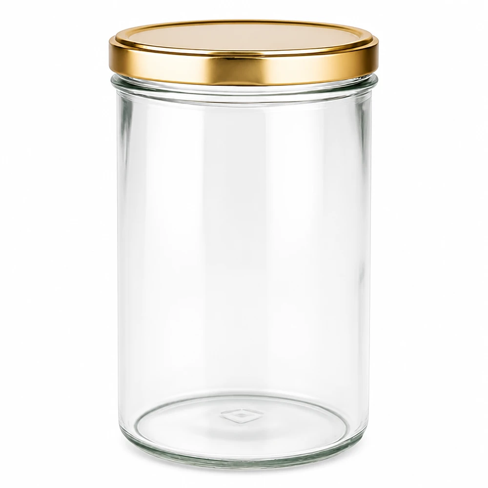 277ml mason jar met gouden BasicSeal deksel UNiTWIST mason jar voorraadpot transparant