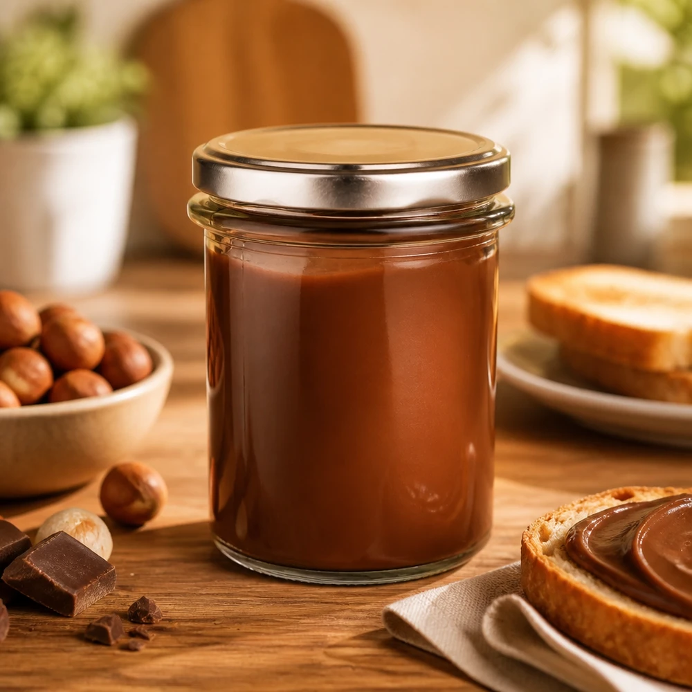 214 ml rond glas + BasicSeal-deksel zilver UNiTWIST Ronde inmaakpot van 214 ml met zilveren draaideksel voor chocoladepasta