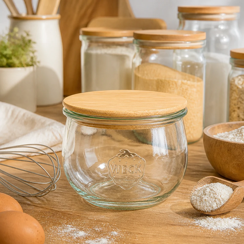 580ml tulpenglas WECK RR100 met hout deksel WECK tulp pot 580ml RR100 houten deksel bak accessoires bloem eieren garde rustieke keuken apparatuur voorraad pot