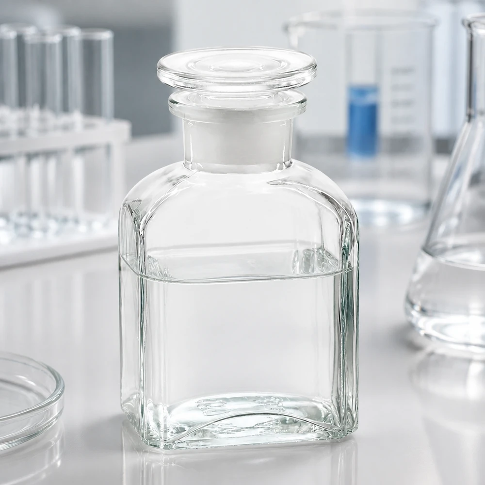 Apothekersflesje 150 ml, vierkant, transparant, met witte stop, voor tincturen en oplossingen