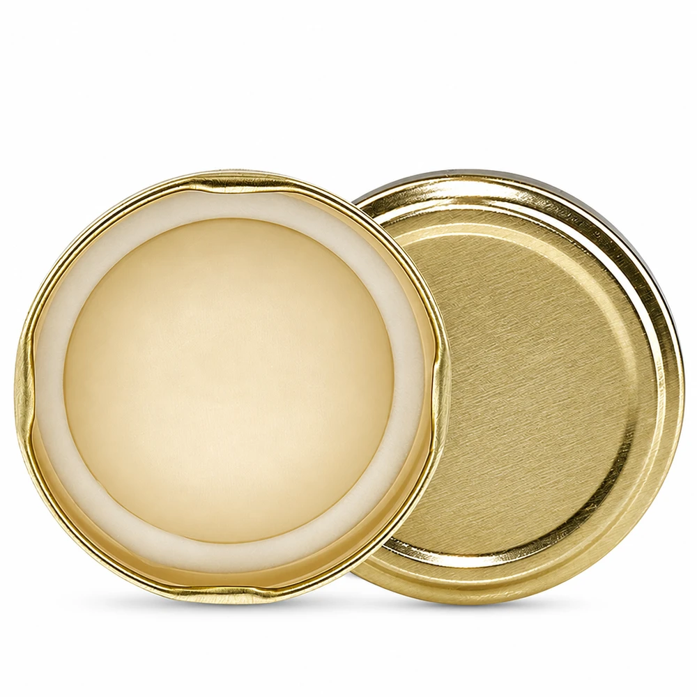 Productdetails: gouden TO63-inmaakdeksel 63 mm met gegolfde rand UniTwist