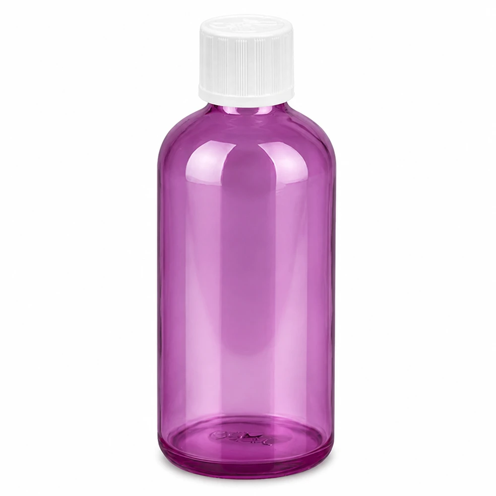 Paars druppelflesje van 100 ml voor essentiële oliën en vloeistoffen