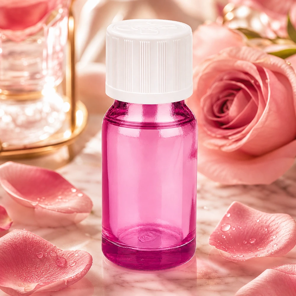 Handig druppelflesje in paars met een inhoud van 10 ml en kindveilige dop