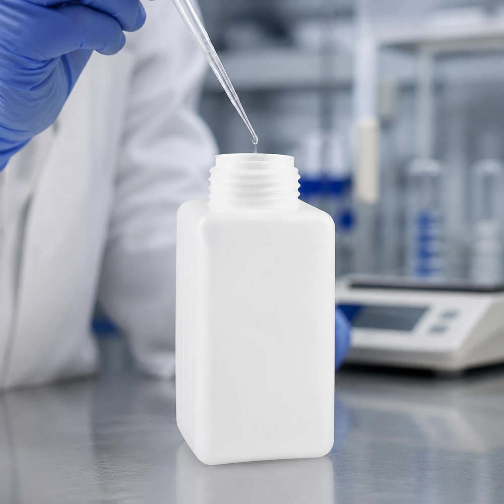Chemicaliënfles 1500 ml, wijde hals Stevige kunststof fles van 1500 ml met brede hals, PE-HD, geschikt voor chemische laboratoriumtoepassingen