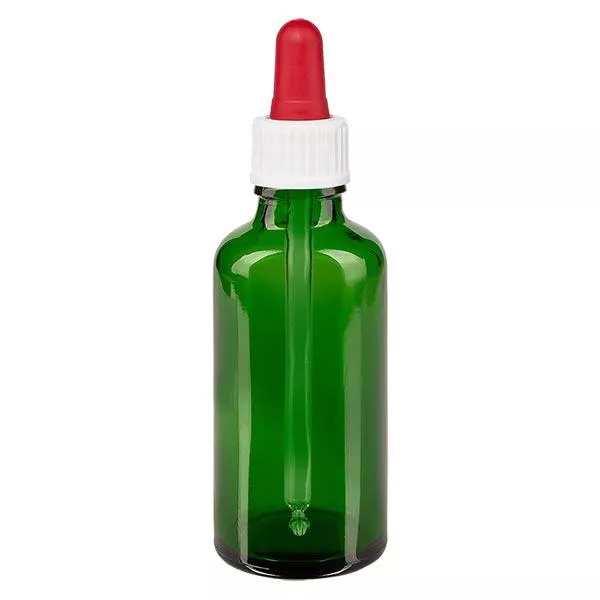 Pipetfles groen 50ml, pipet wit/rood ST Pipetfles groen 50ml, pipet wit/rood ST