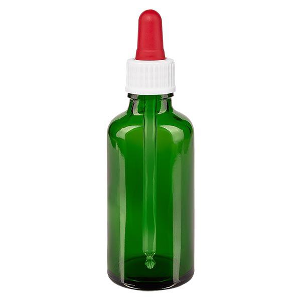 Pipetfles groen 50ml, pipet wit/rood ST Pipetfles groen 50ml, pipet wit/rood ST