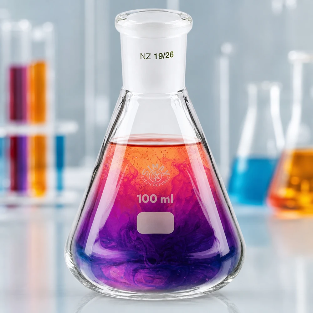 Erlenmeyer 100ml nauwe hals borosilicaat met slijpstuk 19/26