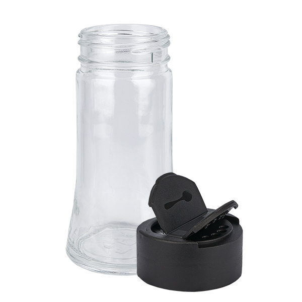 Zout-/kruidenpotje 95 ml met dubbele strooier, zwart Zout-/kruidenpotje 95 ml met dubbele strooier, zwart