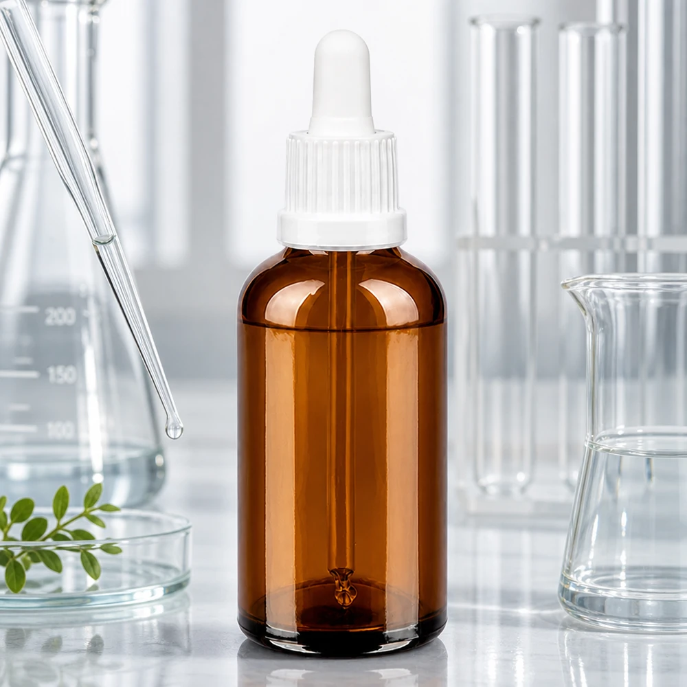 50ml pipetfles van bruin glas met druppelaar voor cosmetica en aromatherapie