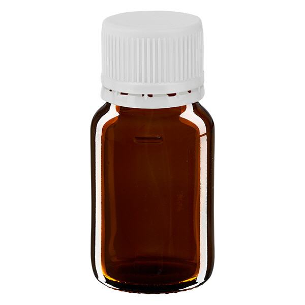 30ml Euro-medicijnfles bruin met witte schroefsluiting VR 30ml Euro-medicijnfles bruin met witte schroefsluiting VR