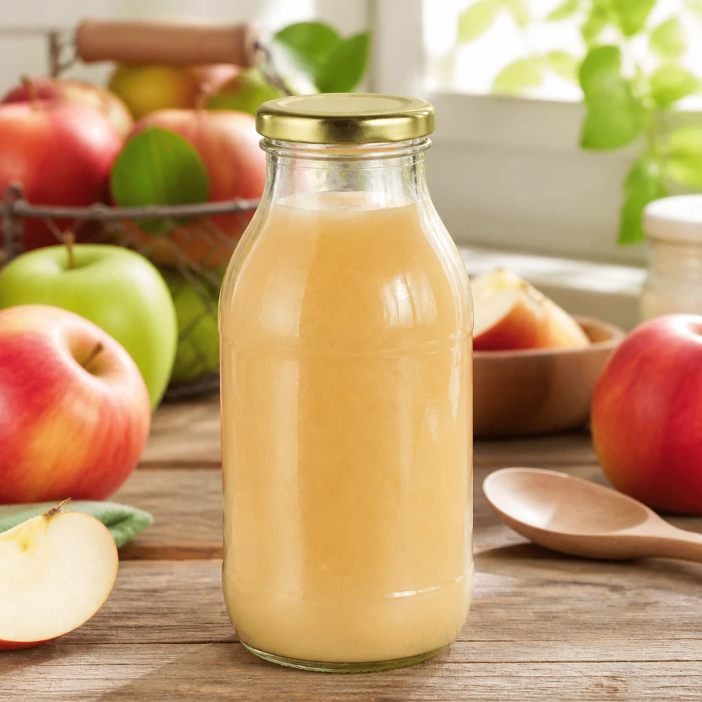 Ronde glazen fles van 250 ml, UNiTWIST BasicSeal goud, ideaal voor het afvullen van sap en het bewaren van producten