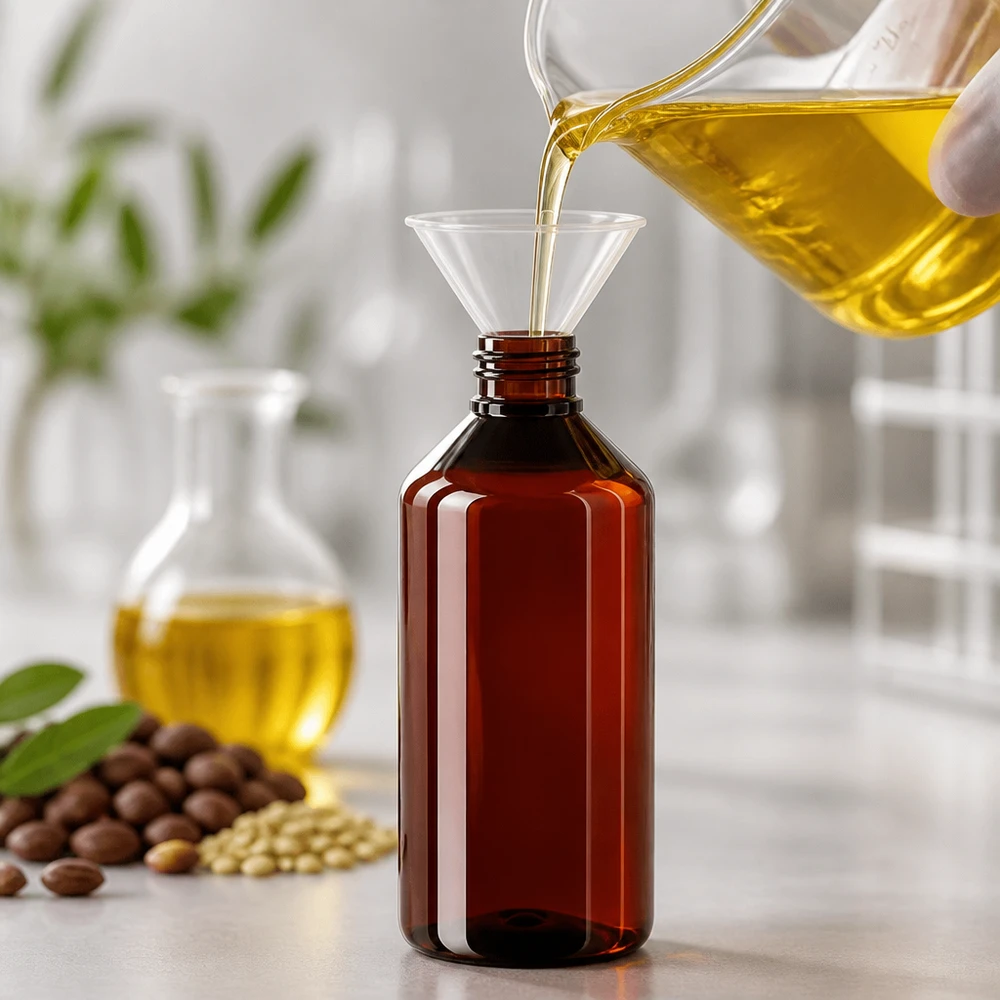 1000 ml PET medicijnfles met verstuiver zwart GCMI 28/410 incl. dop transparant, standaard Voedselveilige bruine glazen fles van 1000 ml, gemaakt van PET, met een fraudebestendige sluiting