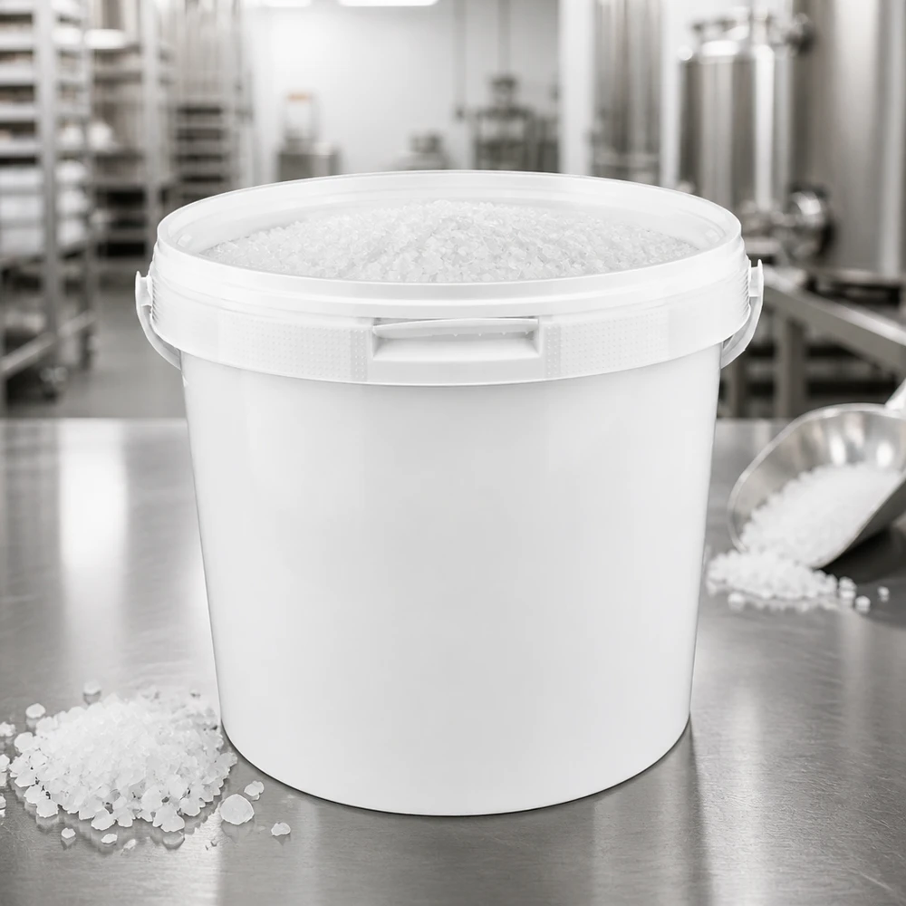 Stevige industriële emmer van 5,6 l, wit, gemaakt van voedselveilig polypropyleen, voor grootkeukens
