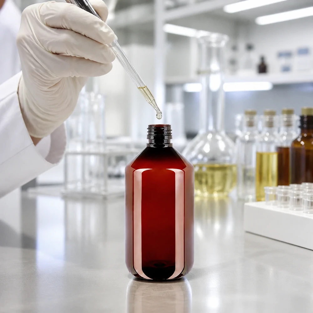PET-fles 500ml PP28 zonder dop Hersluitbare PET-fles van 500 ml, bruin, met PP28-schroefdraad voor de farmaceutische en cosmetische industrie