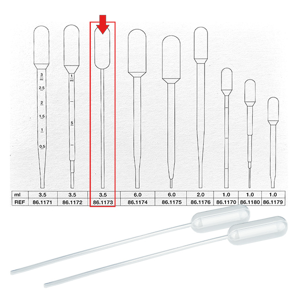 Transferpipet, nominaal volume: 3,5 ml, (LxB): 155 x 12,5 mm, Transferpipet, nominaal volume: 3,5 ml, (LxB): 155 x 12,5 mm,