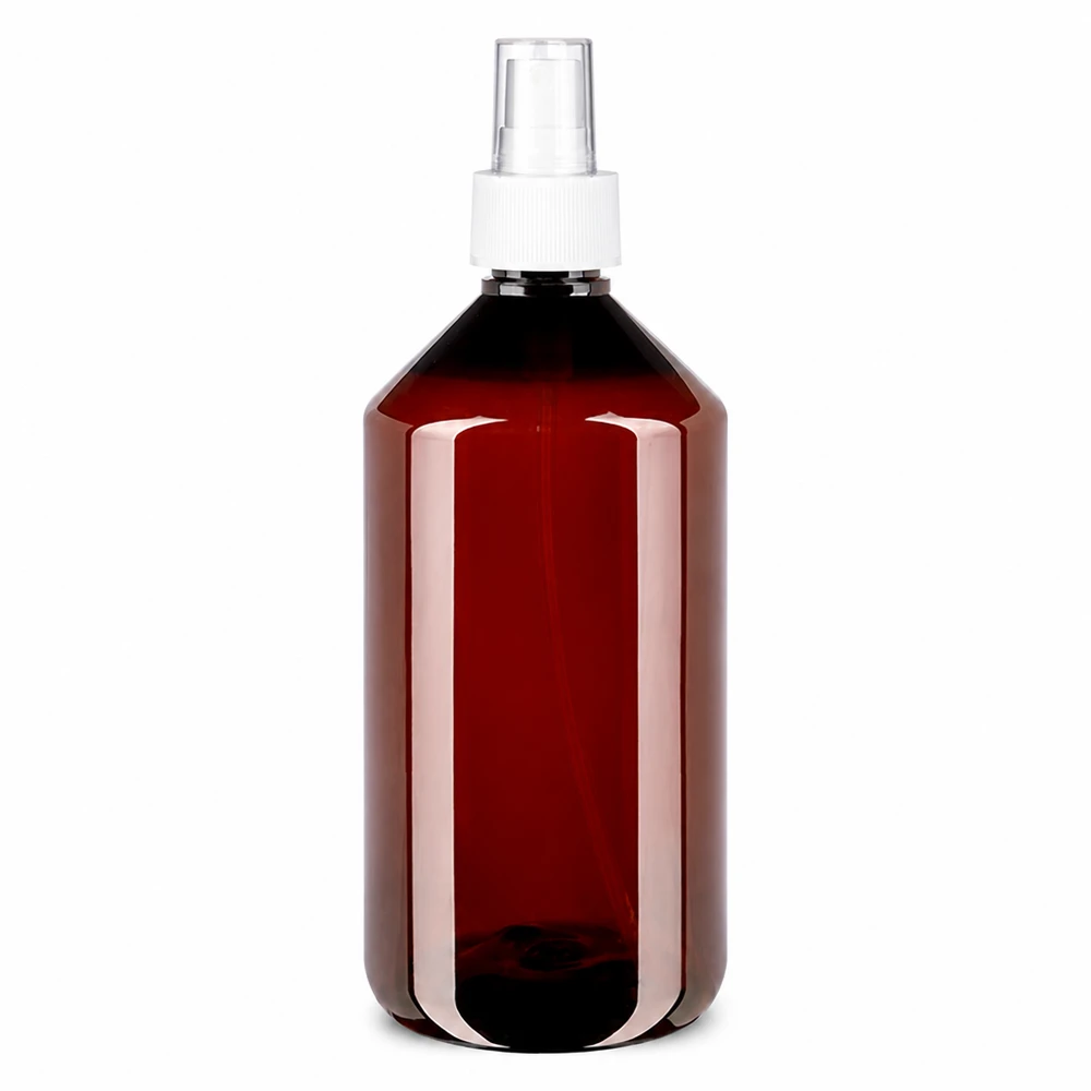 PET-fles 750 ml met verstuiver wit Cilindrische bruine glazen fles in PET-uitvoering, 750 ml, met witte verstuiver