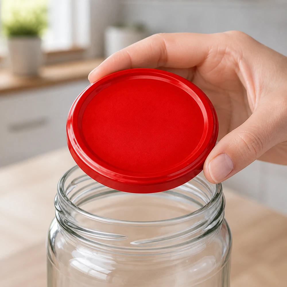 82mm BasicSeal deksel rood (TO82) UNiTWIST Rode BasicSeal TO82 inmaakdeksel 82 mm, geschikt voor potten met brede hals, lichte keuken