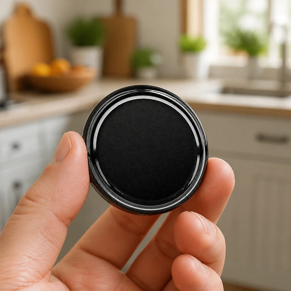 58 mm BasicSeal-deksel, zwart (TO58) UNiTWIST 58 mm inmaakdeksel, zwart, BasicSeal TO58 UNiTWIST, inmaakdeksel voor in de keuken