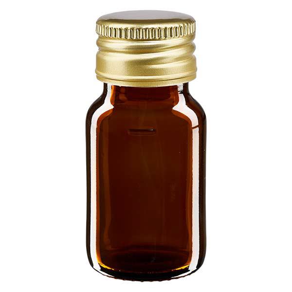 30 ml Euro-medicijnfles bruin met gouden aluminium sluiting 30 ml Euro-medicijnfles bruin met gouden aluminium sluiting