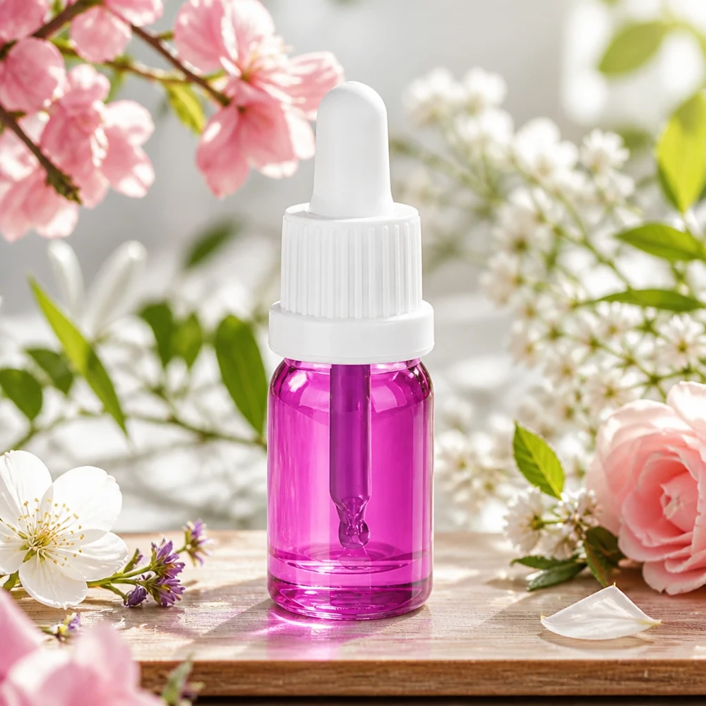5ml pipetfles wit originaliteit schroefdop PurpleLine UT18/5 5 ml cosmeticaflesje van gekleurd glas met hygiënisch druppelpipet PurpleLine ontwerp